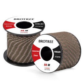Brotree 2mm Paracord 3 Strands 30M 100% Nylon Rope Parachute Cord for Outdoor, Craft, DIY - 90kg Breaking Load (Woodland Camouflage)