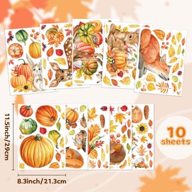 Funnlot 122PCS Autumn Window Stickers,Autumn Window Clings Double-Side with Pumpkin Maple Leaves Stickers Fall Decor Glass stickers of Windows Autumn Decorations for Harvest Thanksgiving Day