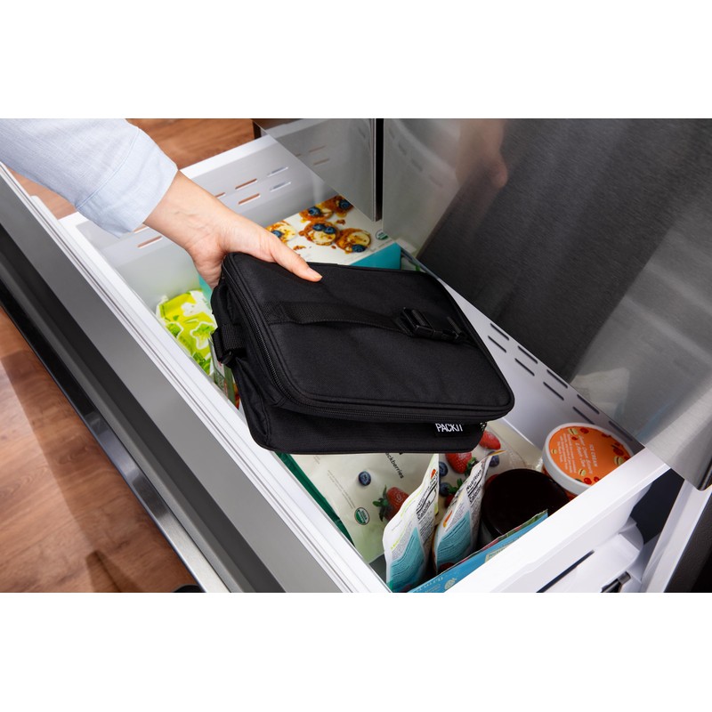 PackIt Freezable Essential Cooler, Black, Built with ECOFREEZE Technology, Fully