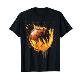 Basketball Fire Sports Graphic Slam Dunk Fan Gift T-Shirt