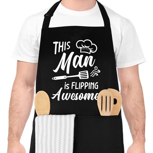 XLSXEXCL Funny Cooking Aprons for Men, This Man Is Flipping