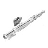 Silver Flute Brooch Miniature Musical Instrument Lapel Brooch Pin with