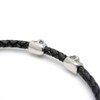 [シルバーワン] ma ダブル スカル レザーチョーカー マグネット式 黒色 編み込み［5mm 46cm］ ステンレス
