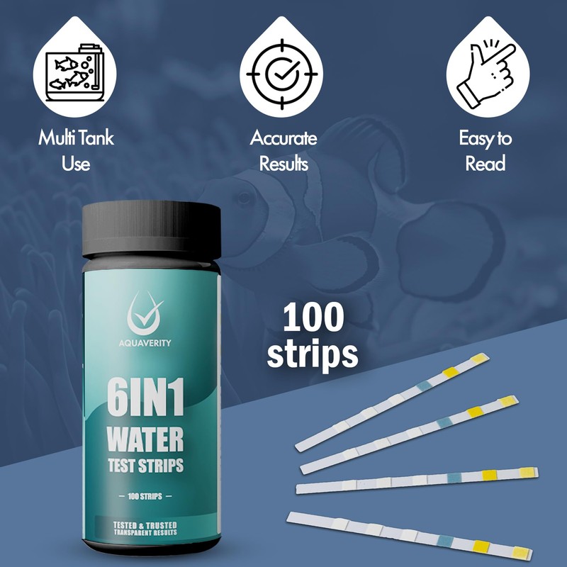 AQUAVERITY Aquarium Test Strips, 100 Fish Tank Test Strips for