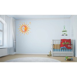 Retro Sun Template - 6.5" x 6.5" (M) - Reusable Large Heavenly Sunray Wall Stencil