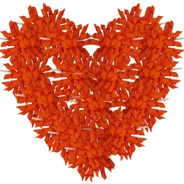 Micomon 6pcs/bag 4" Orange Grosgrain Curly Ribbon Bows with Twist