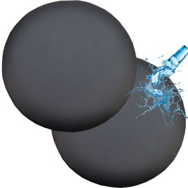 ANWUCHEN Waterproof PU Leather Bar Stool Covers, 2 Pack Anti-Slip Round Seat Cover With Elastic Bands, Durable Chair Cover for 15-16 Inch Chairs (Black)