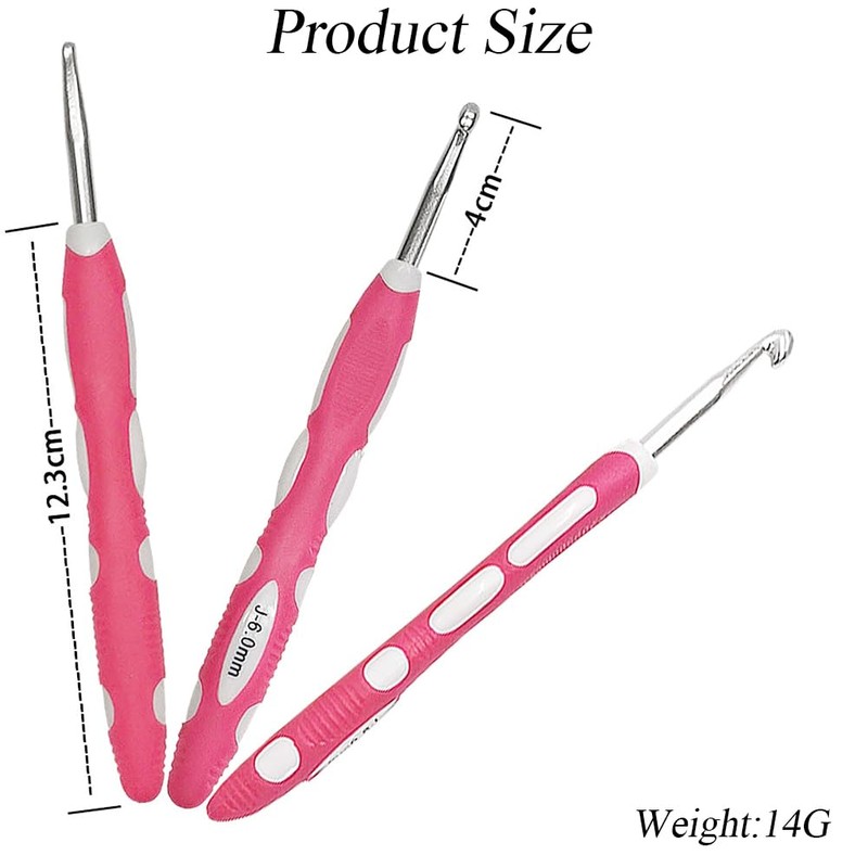 9PCS Ergonomic Crochet Hooks Set Extra Long Handle Comfort Grip