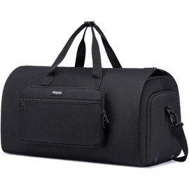 Convertible Duffle Bags for Men, Garment Bag for Travel, Carry on Garment Duffel Bag with Shoe Compartment, 2 in 1 Hanging Dress Suitcase Suit Travel Bags, Black