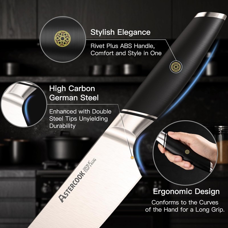 Astercook Chef Knife, 8 Inch Professional Kitchen Chef Knife, ABS