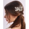 BERYUAN Bridal Flower Leaves Rhinestone Hair Pins Silver Rhinestone Pearls