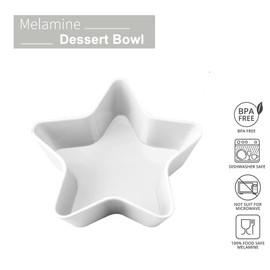 Supreme Housewares 4-Piece Patriotic Star Shaped Bowl Melamine Small Serving Bowl for Dessert, Snack, Ice Cream, Nuts or fruit, 5.5 Inch Dessert Bowl Set (White)