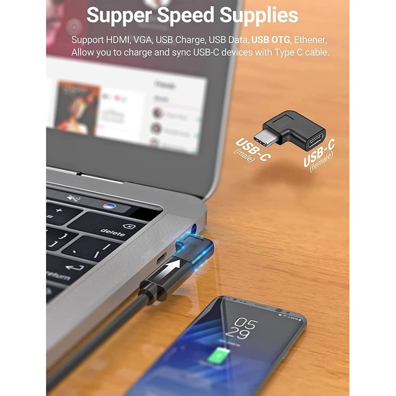 CABLEPELADO USB-C Adapter Right Angled | 90° USB-C Adapter |