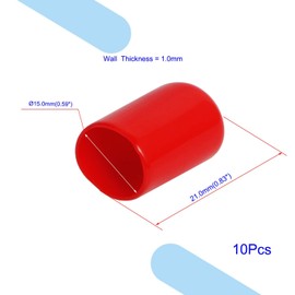 Aopin Rubber Round End Cap Cover 0.59 Inch (15mm) Screw Thread Protectors PVC Flexible Tubing Pipe Protective Bolt Screw Thread Protector Safety Cover | for Pipe Post Tubing Rod Cover 10 Pcs (Red)