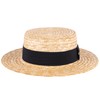 ZAKIRA Classic Straw Boater Hat Handmade from Natural Straw (Black