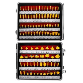 8milelake 100 Piece Router Bits 1/4" Shank Tungsten Carbide for Woodworking w Storage Case