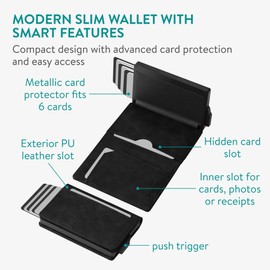 Navaris Pop Up Wallet with Inner Slots - Pop-Up & RFID Blocking Card Holder - Slim Minimalist Compact Card Holder Wallet - Holds 10 Cards - Metal RFID Smart Wallets