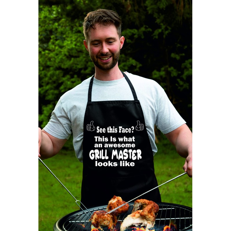 Print4U Awesome Grill Master Novelty Funny Apron BBQ Slogan Baking