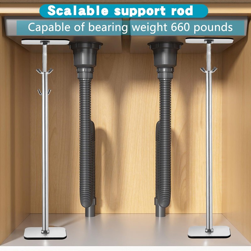 2 Pack Undermount Sink Brackets Adjustable, Stainless Steel Sink Support