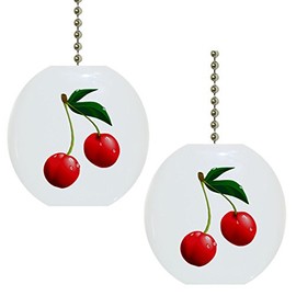 Set of 2 Cherries Cherry Fruit Solid Ceramic Fan Pulls