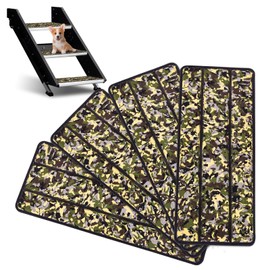 OCEANBROAD EVA Foam RV Step Cover 16''L x 6.5''W 4 Pack with Self Adhesive for Ladders Trailers Truck Campers Stair Treads, Camouflage Green