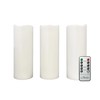 Stonebriar 3 Count Ivory Real Wax 3x8 Flameless LED Pillar Candles with Remote and Timer