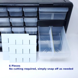 (6-Pack) Akro Mils Storage Bins Compatible, Large Drawer Configurable Length Dividers for Plastic Storage Craft Cabinets