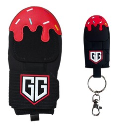 Youth Baseball/Softball Sliding Mitt w/Keychain Mini-Mitt - Ice Cream Frosted Drip with Sprinkles (Red)