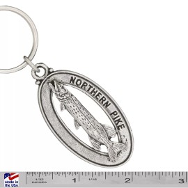 Creative Pewter Designs Northern Pike Keychain, F064KC, 2 Inch, Freshwater Fish, Fishing, Gift, Metal