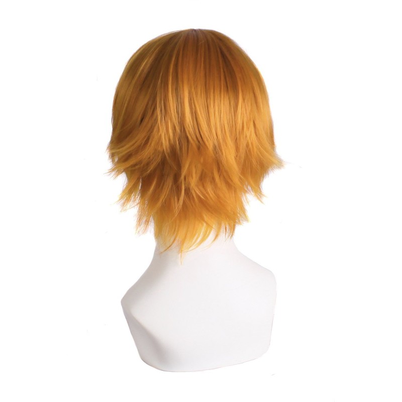 MapofBeauty Cosplay Costume Men's Short Straight Wig (Golden Orange)