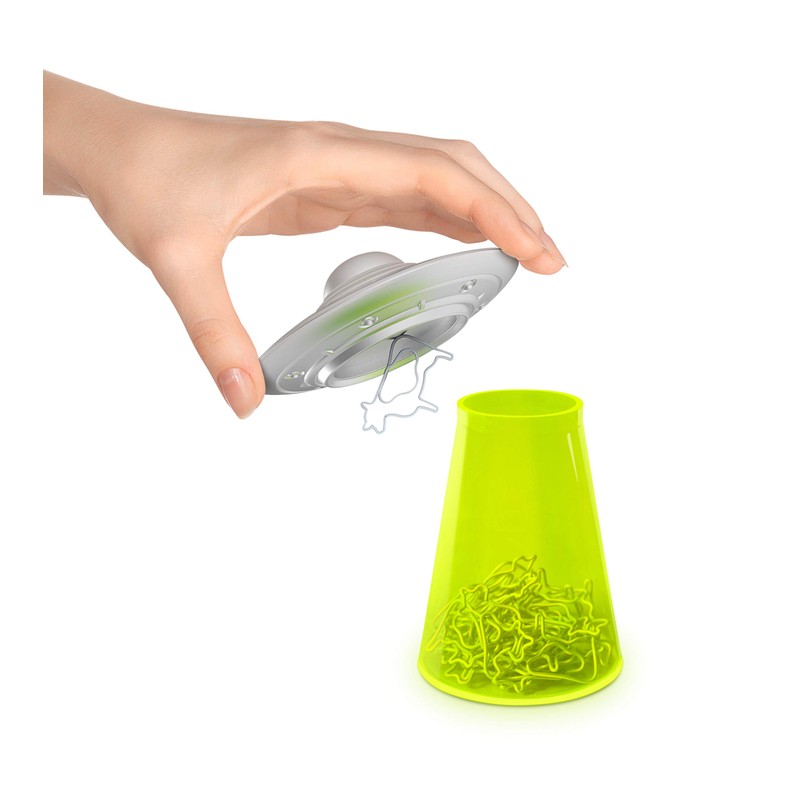 Genuine Fred Filing Saucer Paperclip Dispenser UFO Holder with Cow