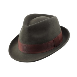 Home Prefer Men's Wool Felt Winter Hat Short Brim Fedora Hat Olive Green Medium