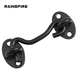 Rainspire (2 Pack) Privacy Hook and Eye Latch for Barn Door, Stainless Steel Gate Latch Barn Door Lock Cabin Hooks for Gate Shutters Window Slide Barn Shed Cabinet Bathroom (Black, 4 Inch)