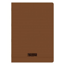 Clairefontaine 18631C - Calligraphe notebook ideal for school, stapled, DIN A4, 21 x 29.7 cm, 24 sheets, French ruling, 90 g, brown, 1 piece