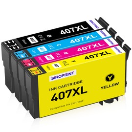 SINOPRINT 407XL Cartridges Compatible with Epson 407 407XL Printer Cartridges for Epson Workforce Pro WF-4745DTWF WF-4745 WF4745 (1 Black, 1 Cyan, 1 Magenta, 1 Yellow)