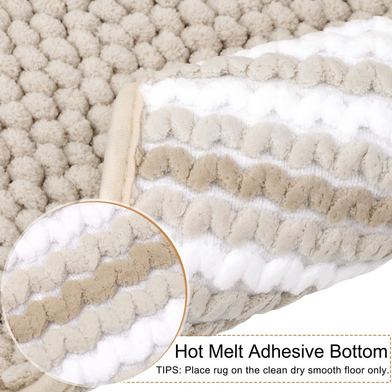 PiccoCasa Extra Soft Chenille Bath Mat 43 x 61cm, Bone