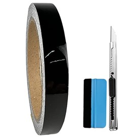LZLRUN Black Gloss Air-Release Adhesive Vinyl Tape Roll - Come with Installation Tool Set (1/2" x 30ft)