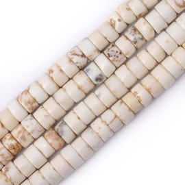 Natural Stone Heishi Beads for Necklace Making, 4mm x 2mm Small Flat Round Stone Loose Heishi Disc Gemstone Beads for Jewelry Making Craft Bracelet Earrings Necklace - Picture Jasper
