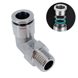 Jienk 2Packs Pneumatic 304 Stainless Steel Male Elbow 3/8" Tube OD x 1/4" NPT Thread Push to Connect Air Fittings, Quick Connector for Solenoid Valves Hydraulic Cylinder Air Regulator