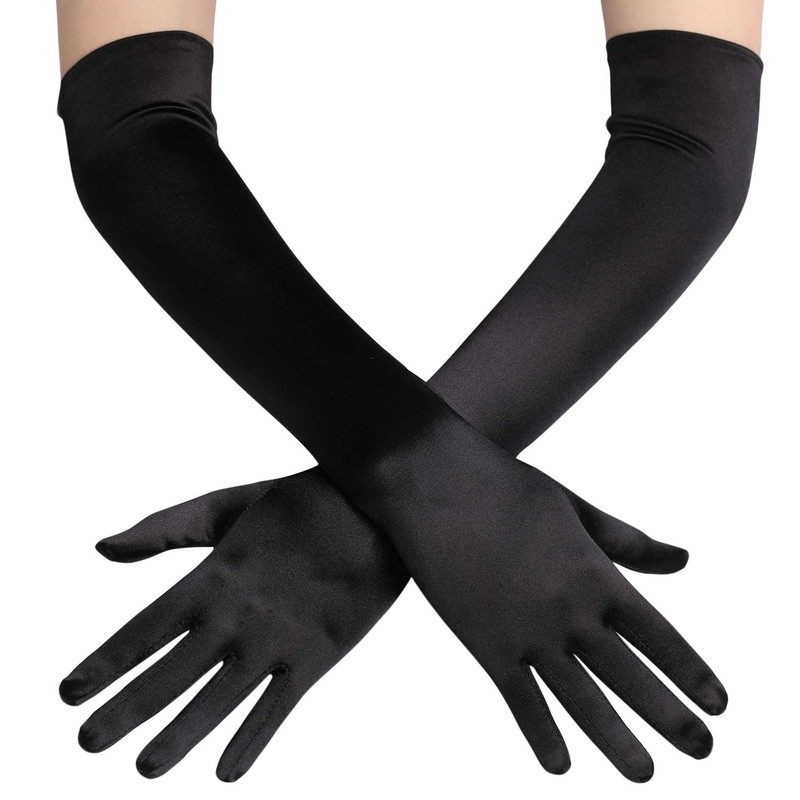 BABEYOND Long Opera Party 20s Satin Gloves Stretchy Adult Size