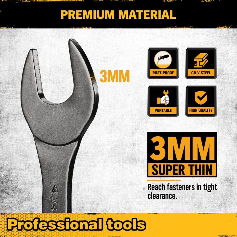 ELEAD 19-Piece Super-Thin Open End Wrench Set, Metric 5.5–27 mm