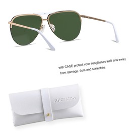 ANDWOOD Aviator Sunglasses Womens Oversized Big Rimless Double Bridge Pilot Sun Glasses Mirrored Purple Metal Shades