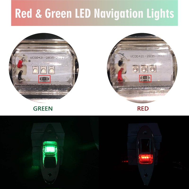 jamgoer Boat Navigation Lights 1 Pair Bow Light Waterproof Led