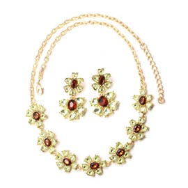 EVER FAITH Blumen Schmuck-Set für Damen funkelnde Strass Kristall Vintage Floral Choker Halskette und Ohrringe Sets für Cocktail Prom Party Hochzeit Braun