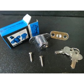 S.PARKER POLISHED CHROME SLIDING DOOR PUSH LOCK with 2 KEYS #2290PCH
