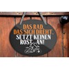 schilderkreis24 Tin Sign Funny Motorcycle Saying "Das Rad, das sich