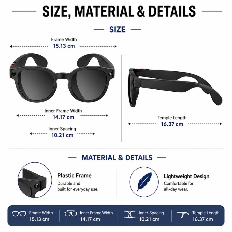 AI Smart Glasses for Calls and Music – Bluetooth Sunglasses