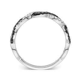 Sterling Silver Rhodium Plated Black & White Diamond Ring - Night Diamonds