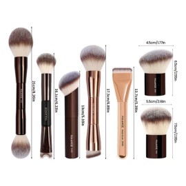 Maange Set 7 Brochas Maquillaje Profesional Alto Nivel Color Marrón