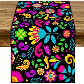 BENNERTEE Mexican Table Runner for Fiesta Party, Dia De Los Muertos Decorations, Cinco De Mayo Decorations, Day of The Dead, 71 x 13 inches